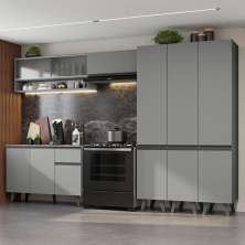 Armário de Cozinha Completa 320cm Cinza Nice Madesa 03