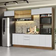 Armário de Cozinha Completa 330cm Rustic/Branco Stella Madesa 06
