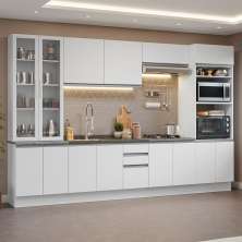 Armário de Cozinha Completa 340cm Branco Glamy Madesa 01