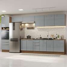 Armário de Cozinha Completa 400cm Rustic/Cinza Lux da Thauane Madesa
