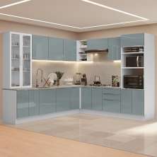 Armário de Cozinha Completa 566cm Branco/Cinza Lux Madesa 01