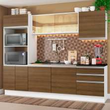 Armário de Cozinha Completa Madesa 100% MDF Acordes com Balcão (Sem Tampo e Pia) - Branco/Rustic