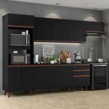 Armário de Cozinha Completa Madesa Reims 320001 com Balcão e Tampo - Preto