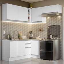 Armário de Cozinha Completa de Canto 349cm Branco Glamy Madesa 07