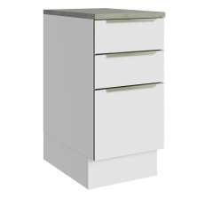 Balcão 40 cm 3 Gavetas Branco/Branco Veludo Lux Madesa