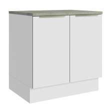 Balcão 80 cm 2 Portas Branco/Branco Veludo Lux Madesa