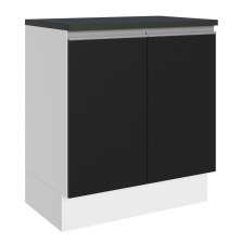 Balcão Armário de Cozinha 100% MDF 70 cm 2 Portas Branco/Preto Acordes Madesa