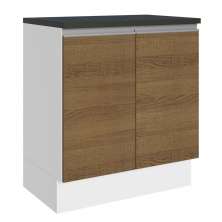 Balcão Armário de Cozinha 100% MDF 70 cm 2 Portas Branco/Rustic Acordes Madesa