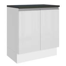 Balcão Armário de Cozinha 100% MDF 70 cm 2 Portas Frentes Branco Brilho Acordes Madesa