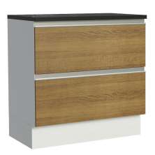 Balcão Armário de Cozinha 100% MDF 80 cm 2 Gavetas Branco/Rustic Acordes Madesa