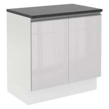 Balcão Armário de Cozinha 100% MDF 80 cm 2 Portas Branco Brilhante Acordes Madesa