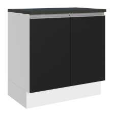 Balcão Armário de Cozinha 100% MDF 80 cm 2 Portas Branco/Preto Acordes Madesa