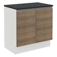 Balcão Armário de Cozinha 100% MDF 80 cm 2 Portas Branco/Rustic Acordes Madesa