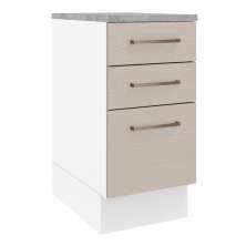 Balcão Armário de Cozinha 40 cm 3 Gavetas Branco/Crema Agata Madesa