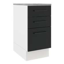 Balcão Armário de Cozinha 40 cm 3 Gavetas Branco/Preto Agata Madesa
