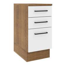 Balcão Armário de Cozinha 40 cm 3 Gavetas Rustic/Branco Agata Madesa