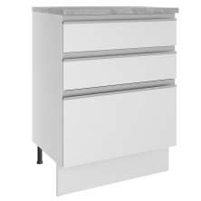 Balcão Armário de Cozinha 60 cm 3 Gavetas Branco Glamy Madesa