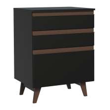 Balcão Armário de Cozinha 60 cm 3 Gavetas Preto Reims Madesa