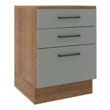 Balcão Armário de Cozinha 60 cm 3 Gavetas Rustic/Cinza Agata Madesa