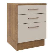 Balcão Armário de Cozinha 60 cm 3 Gavetas Rustic/Crema Agata Madesa