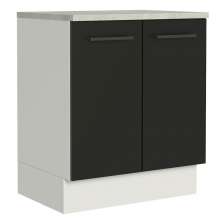Balcão Armário de Cozinha 70 cm 2 Portas Branco/Preto Agata Madesa
