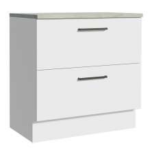 Balcão Armário de Cozinha 80 cm 2 Gavetas Branco Agata Madesa