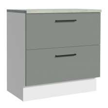Balcão Armário de Cozinha 80 cm 2 Gavetas Branco/Cinza Agata Madesa