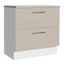 Balcão Armário de Cozinha 80 cm 2 Gavetas Branco/Crema Agata Madesa