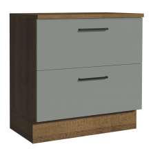 Balcão Armário de Cozinha 80 cm 2 Gavetas Rustic/Cinza Agata Madesa