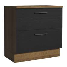 Balcão Armário de Cozinha 80 cm 2 Gavetas Rustic/Preto Agata Madesa