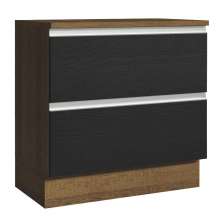 Balcão Armário de Cozinha 80 cm 2 Gavetas Rustic/Preto Glamy Madesa