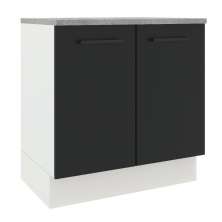 Balcão Armário de Cozinha 80 cm 2 Portas Branco/Preto Agata Madesa