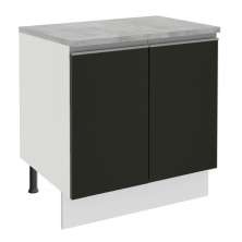 Balcão Armário de Cozinha 80 cm 2 Portas Branco/Preto Glamy Madesa