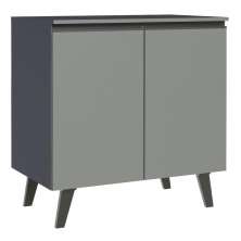 Balcão Armário de Cozinha 80 cm 2 Portas Com Pés Cinza Nice Madesa