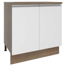 Balcão Armário de Cozinha 80 cm 2 Portas Rustic/Branco Glamy Madesa