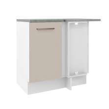 Balcão Armário de Cozinha de Canto 1 Porta Branco/Crema Agata Madesa