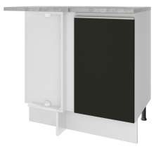 Balcão Armário de Cozinha de Canto 1 Porta Branco/Preto Glamy Madesa