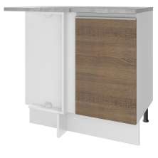Balcão Armário de Cozinha de Canto 1 Porta Branco/Rustic Glamy Madesa