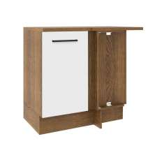 Balcão Armário de Cozinha de Canto 1 Porta Rustic/Branco Agata Madesa