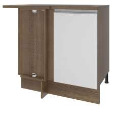 Balcão Armário de Cozinha de Canto 1 Porta Rustic/Branco Glamy Madesa