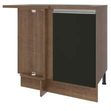 Balcão Armário de Cozinha de Canto 1 Porta Rustic/Preto Glamy Madesa