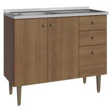Balcão Gabinete com Pia 3 Portas e 2 Gavetas 105cm Rustic Gourmet Madesa