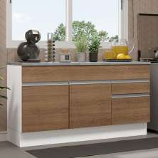 Balcão Gabinete de Pia Armário de Cozinha 150 cm 2 Gavetas 2 Portas (Com Tampo) Branco/Rustic Glamy Madesa