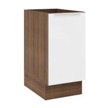 Balcão Madesa Lux 40 cm 1 Porta (Sem Tampo) - Rustic/Branco Veludo