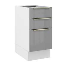 Balcão Madesa Lux 40 cm 3 Gavetas (Sem Tampo) - Branco/Cinza