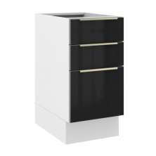 Balcão Madesa Lux 40 cm 3 Gavetas (Sem Tampo) - Branco/Preto