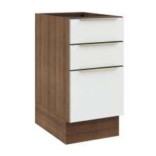 Balcão Madesa Lux 40 cm 3 Gavetas (Sem Tampo) - Rustic/Branco Veludo
