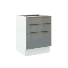 Balcão Madesa Lux 60 cm 3 Gavetas - Branco/Cinza