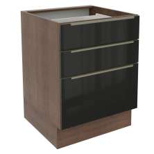 Balcão Madesa Lux 60 cm 3 Gavetas - Rustic/Preto