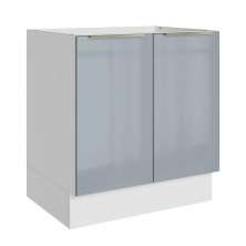 Balcão Madesa Lux 70 cm 2 Portas - Branco/Cinza (Sem Tampo)